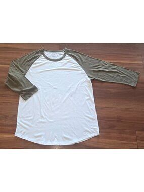 True Classic 3/4 Sleeve Two tone Crew Neck Shirt White & Green Men Size 2XL NEW